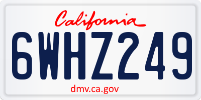 CA license plate 6WHZ249