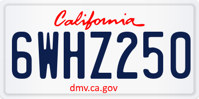 CA license plate 6WHZ250