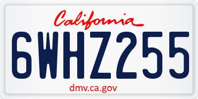 CA license plate 6WHZ255