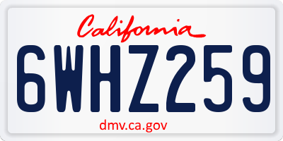 CA license plate 6WHZ259