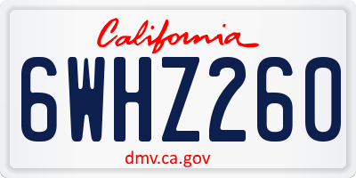 CA license plate 6WHZ260