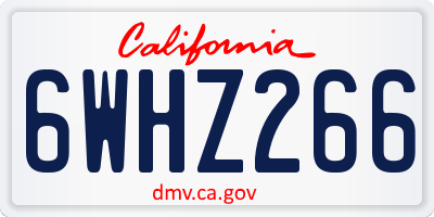 CA license plate 6WHZ266