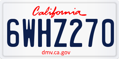 CA license plate 6WHZ270