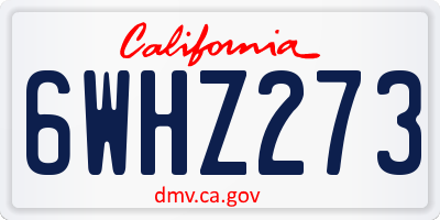 CA license plate 6WHZ273