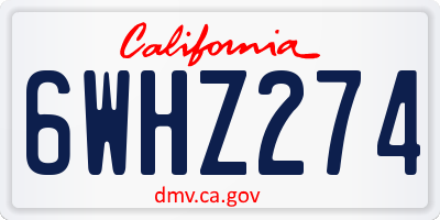 CA license plate 6WHZ274