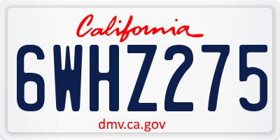 CA license plate 6WHZ275