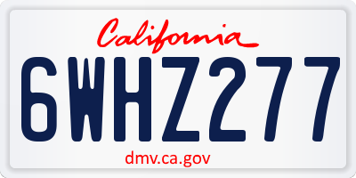 CA license plate 6WHZ277