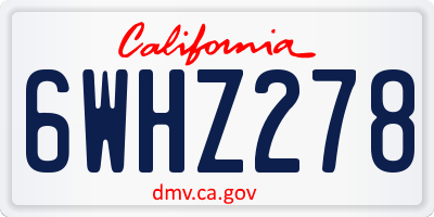 CA license plate 6WHZ278