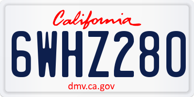 CA license plate 6WHZ280