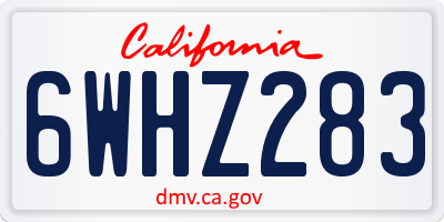 CA license plate 6WHZ283
