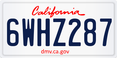 CA license plate 6WHZ287