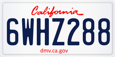 CA license plate 6WHZ288