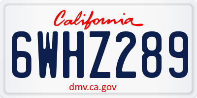 CA license plate 6WHZ289