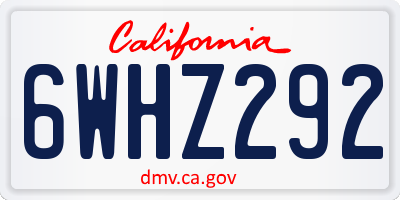 CA license plate 6WHZ292