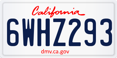 CA license plate 6WHZ293