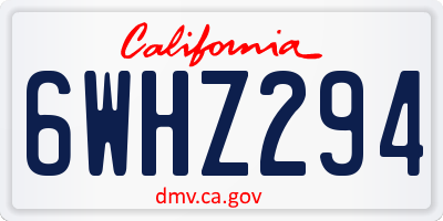 CA license plate 6WHZ294