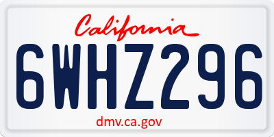 CA license plate 6WHZ296