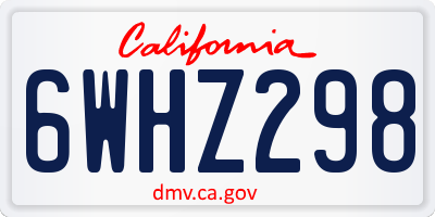 CA license plate 6WHZ298