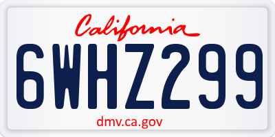 CA license plate 6WHZ299