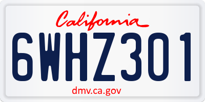 CA license plate 6WHZ301