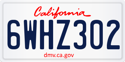 CA license plate 6WHZ302