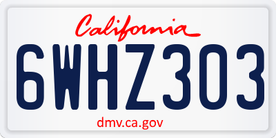 CA license plate 6WHZ303
