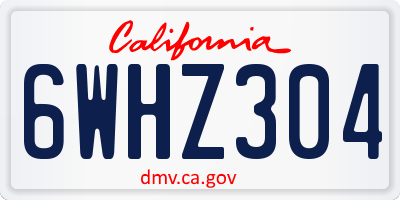 CA license plate 6WHZ304