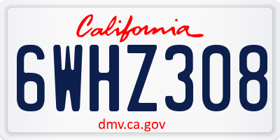 CA license plate 6WHZ308