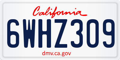 CA license plate 6WHZ309