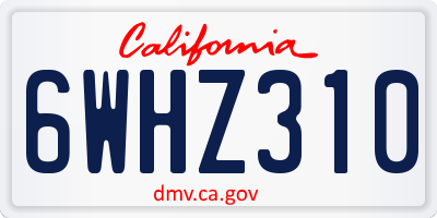 CA license plate 6WHZ310