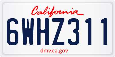 CA license plate 6WHZ311