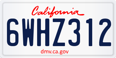 CA license plate 6WHZ312