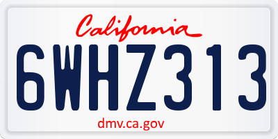 CA license plate 6WHZ313