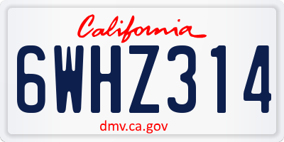 CA license plate 6WHZ314