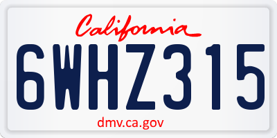 CA license plate 6WHZ315