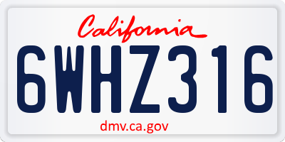 CA license plate 6WHZ316