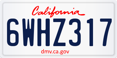 CA license plate 6WHZ317