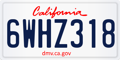 CA license plate 6WHZ318