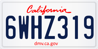 CA license plate 6WHZ319