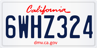 CA license plate 6WHZ324