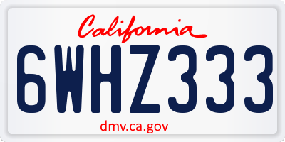 CA license plate 6WHZ333