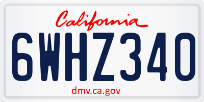 CA license plate 6WHZ340