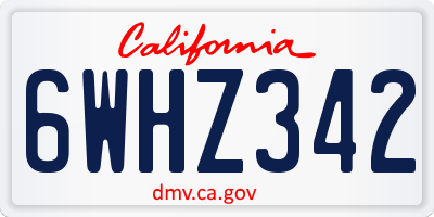 CA license plate 6WHZ342