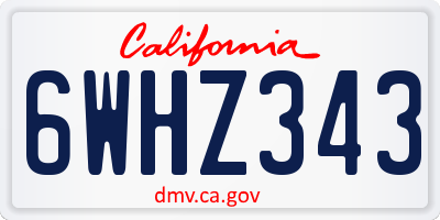 CA license plate 6WHZ343