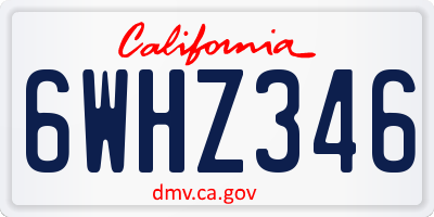 CA license plate 6WHZ346