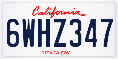 CA license plate 6WHZ347