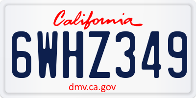 CA license plate 6WHZ349