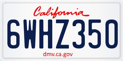 CA license plate 6WHZ350