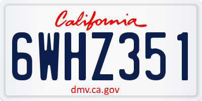 CA license plate 6WHZ351