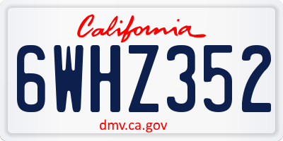 CA license plate 6WHZ352